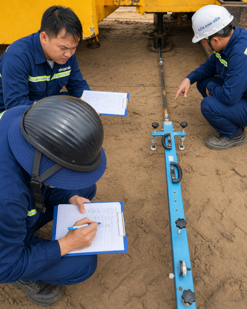 Nhân sự đo kiểm thông số tại hiện trường